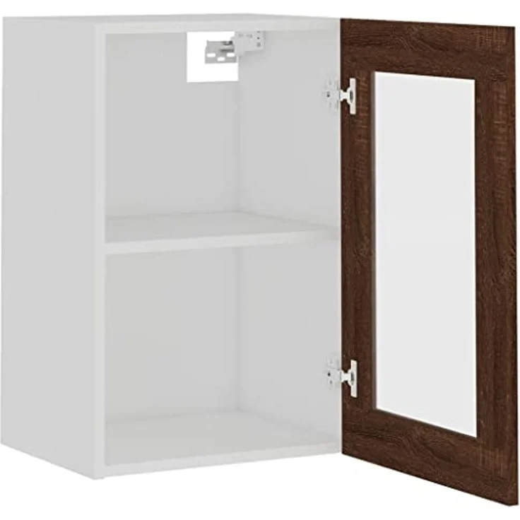 vidaXL Hängeschrank mit Glastür, Küchenschrank mit viel Stauraum, Wandmontage Einbauküche Schrank, Modern, Braun Eichen Optik Holzwerkstoff – Bild 7