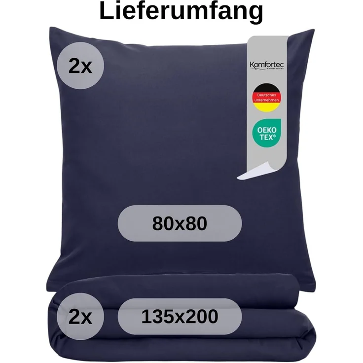 Komfortec Bettwäsche Premium, 135 x 200 bis 220 x 240 cm, 6 verschiedene Größen zur Auswahl, gebürstet 100% Mikrofaser, 4 teilig, Superweiches Bettwäsche-Set, Knitterfrei, Atmungsaktiv – Bild 6