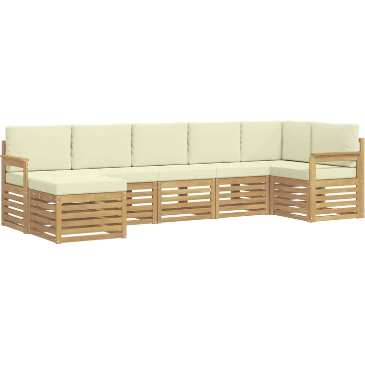 vidaXL Outdoor-Sofagarnitur 7 stk. 6-Sitzer Weiß und Creme 3392180 – Bild 2