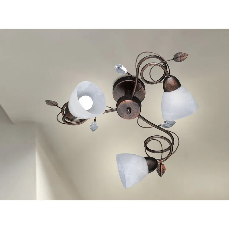 3-flammige LED Deckenleuchte mit Kristall & Blätter Deko Ø 61cm