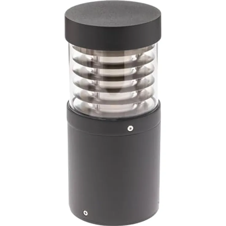 Lucande LED Wegeleuchte, 26,5 cm Sockelleuchte grafitgrau, IP54, 1x15W warmweiß (3.000K), energiesparend für Garten und Terrasse