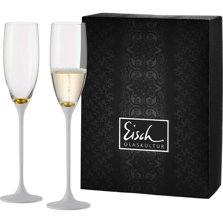 Eisch CHAMPAGNER EXKLUSIV Sektglas gold/weiß 2er Set im Geschenkkarton