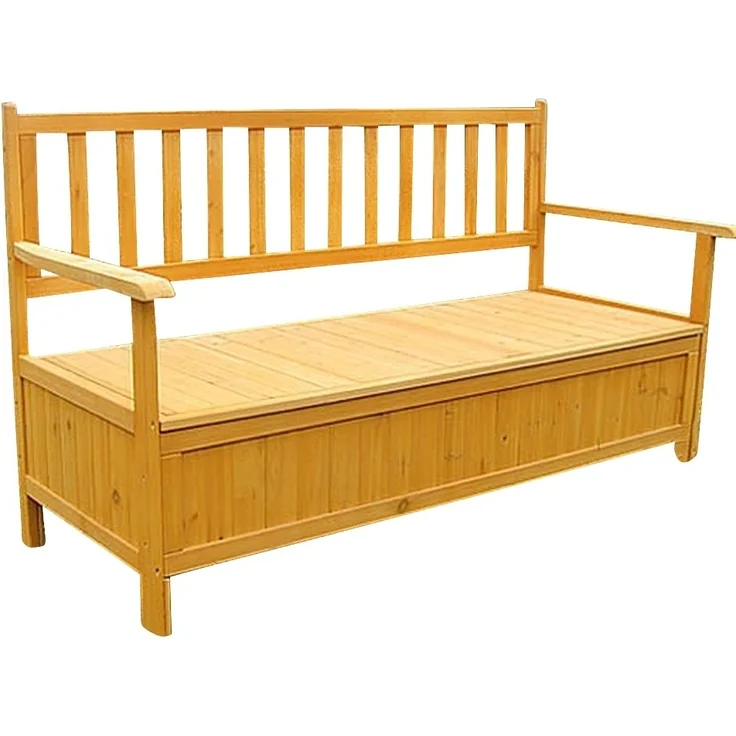 Gartentruhe Sitzbank Braun Holzbox Auflagenkiste Aufbewahrung Terrasse Outdoor – Bild 5