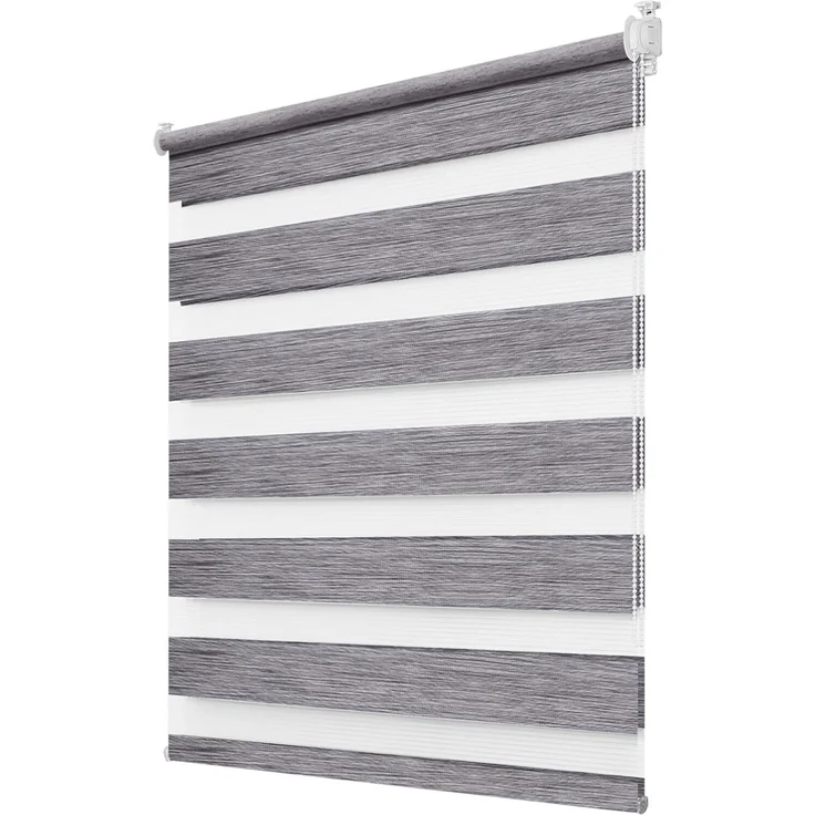 Deswell Doppelrollo Klemmfix ohne Bohren Marmor-Grau B45 x H120 cm (Stoffbreite 41cm) Rollos für Fenster ohne Bohren für Fenster mit Lichtdurchlässig & Verdunkelnd/Höhe Stufenlos Verstellbar – Bild 1