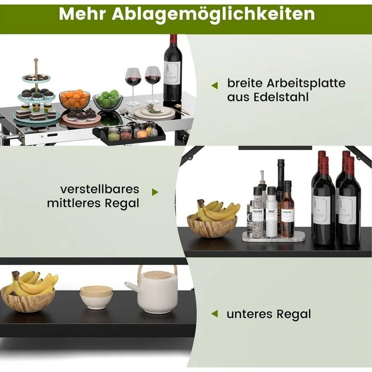 COSTWAY Grillwagen 3 Ablagen – Bild 2