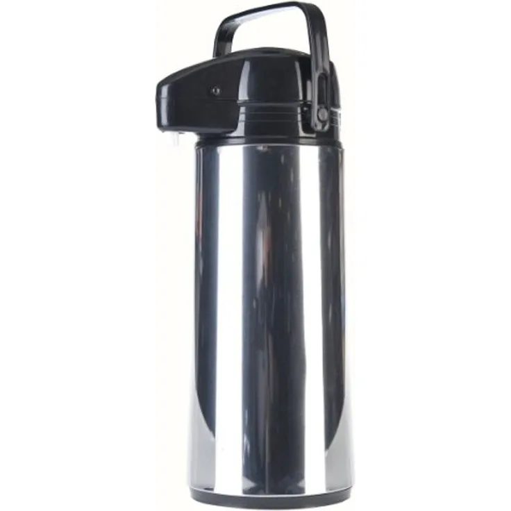 Airpot Isolierkanne 1,9 L - Edelstahl Pumpkanne mit Tragegriff, Silber-Schwarz
