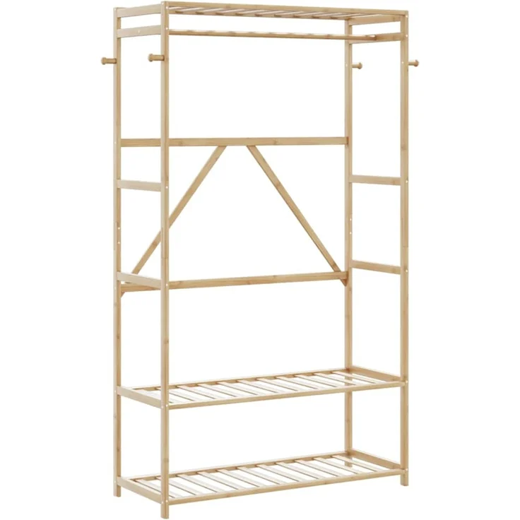 vidaXL Kleiderständer mit Ablagen 110x40x175 cm Bambus 4008924 – Bild 1