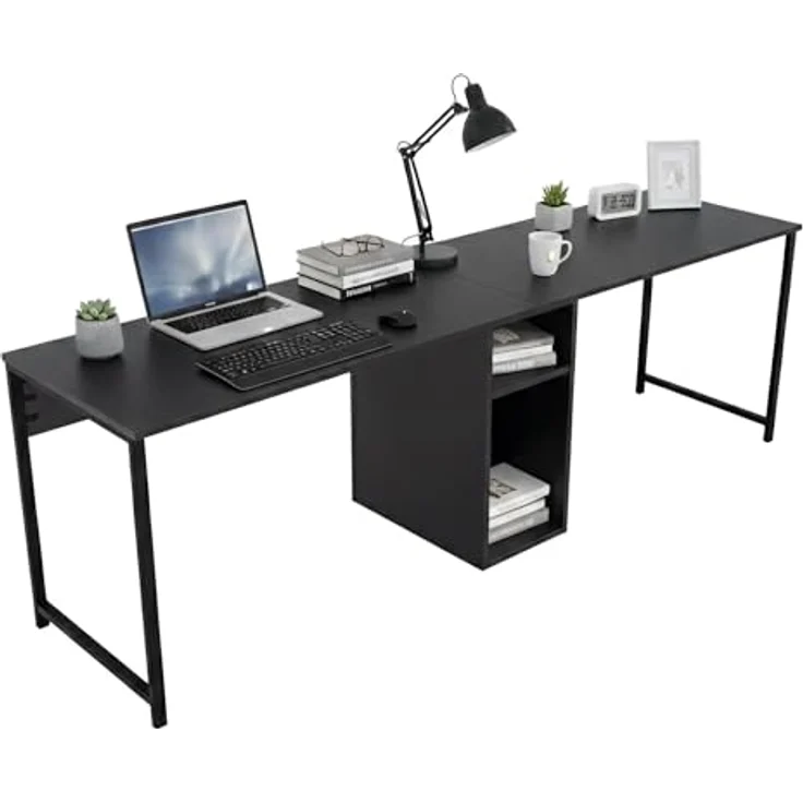 Dmora Schreibtisch Caprioli 240 x 60 x 74 cm Schwarz, EIN Regal, Fach – Bild 4