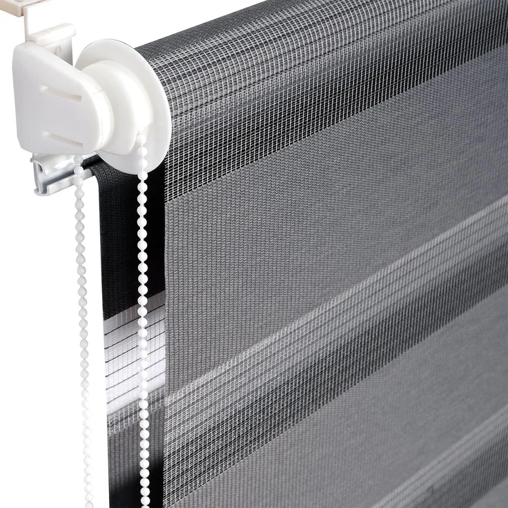 WOLTU Doppelrollo Klemmfix ohne Bohren Dunkelgrau B120 x H150 cm, Duo Rollo Zebrarollo Fensterrollo Klemmrollo Seitenzugrollo Easyfix lichtdurchlässig & verdunkelnd Rollos für Fenster und Tür – Bild 4