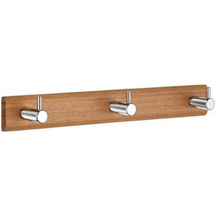 Smedbo Hakenleiste Holz/Edelstahl 3-Fach Holz gebeitzt B1070