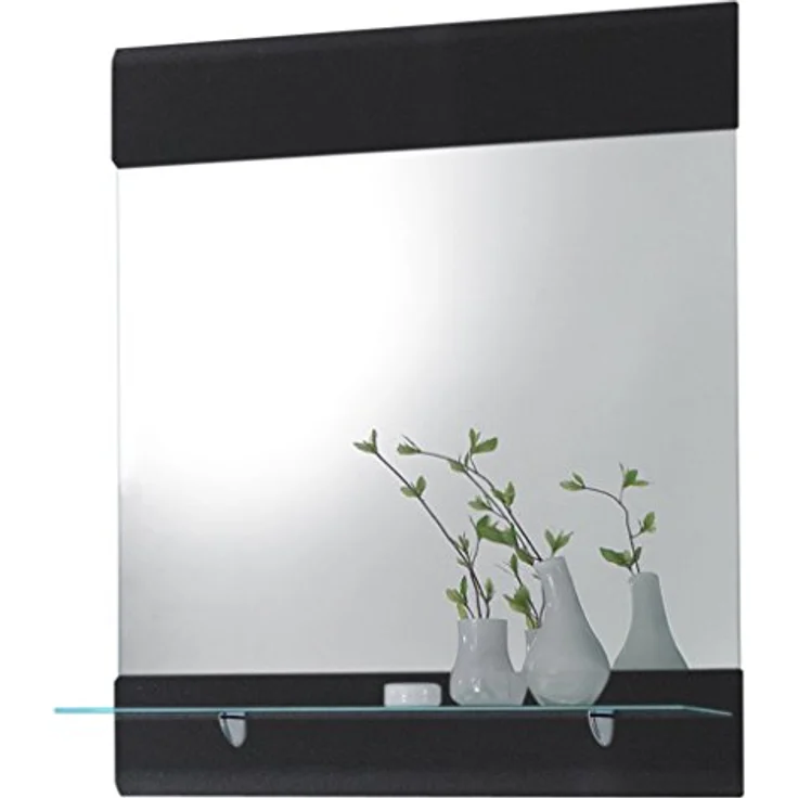 BEGA BBK Badspiegel CHROME, Badezimmer Wandspiegel Graumetallic Hochglanz mit Glasablage, 76x88x17 cm – Bild 1