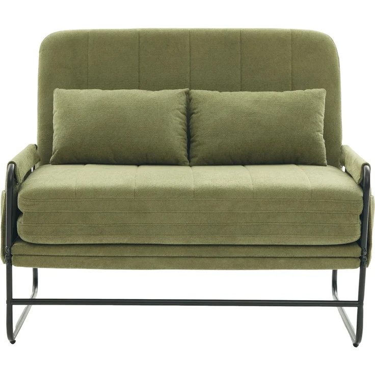 Schlafsofa aus Chenille, klappbar mit Seitentaschen, 104x85x92 cm, Olivgrün – Bild 5