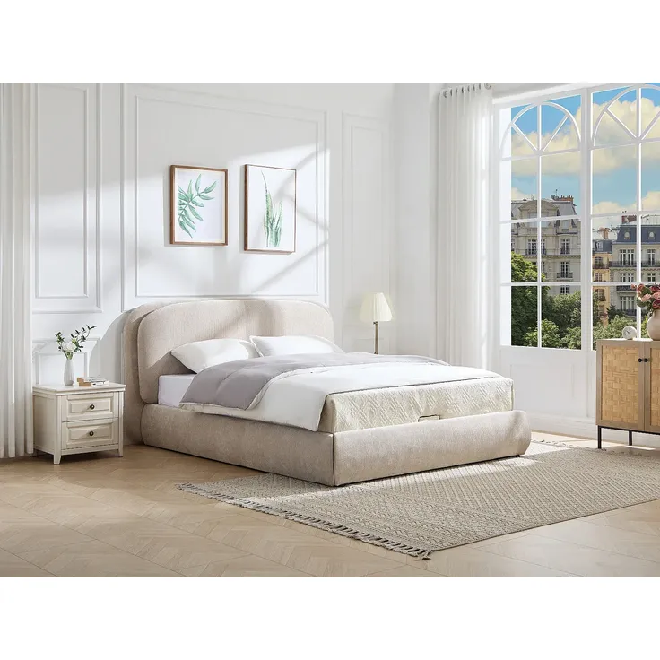 Vente-unique - ZORIMA Bett Stoff Beige - B 227 cm x H 110 cm x L 202 cm