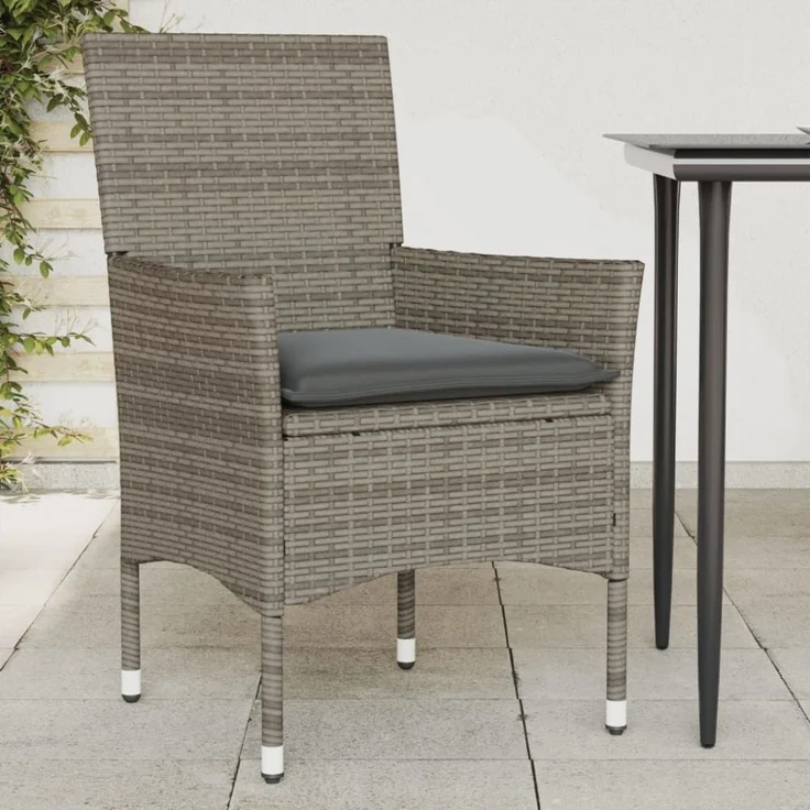 vidaXL Gartenstühle mit Kissen 2 Stk. Grau Poly Rattan 368111 – Bild 1