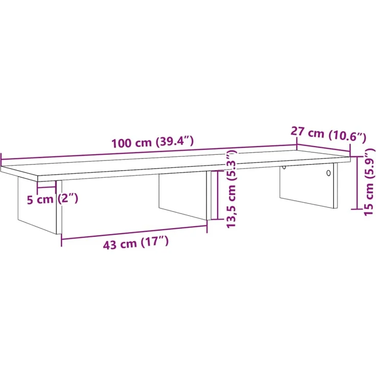 vidaXL Monitorständer Sonoma-Eiche 100x27x15 cm Holzwerkstoff 854708 – Bild 9