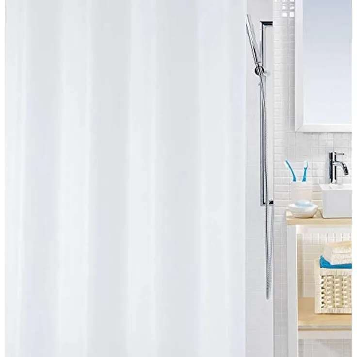Duschvorhang BIO Breite 180 cm, Anti-Schimmel Plastik-Duschvorhang, PEVA, 180x200 cm, 100% wasserdicht, waschbar, weiß