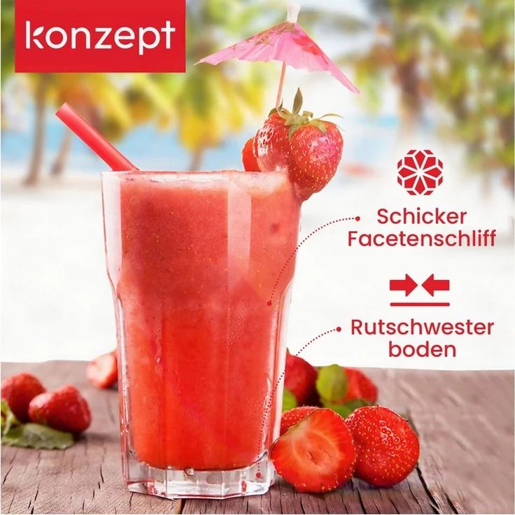KONZEPT Gläser-Set 270ml, Ideal als Trinkgläser, Wassergläser, Saftgläser, Cocktailgläser, 6-tlg, 6/12 tlg. für Latte Macchiato, Wasser, Saft & Cocktails – Bild 3