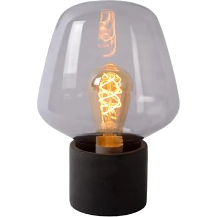 Lucide Becky 45569/01/65, Nachttischlampe mit Rauchglas und warmweißem Licht