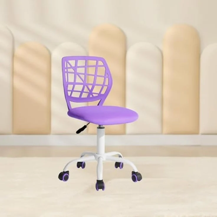 FurnitureR Kinder Schreibtischstuhl, höhenverstellbarer Drehstuhl mit kleinem Loch Rückenlehne Design, geeignet für Kinderzimmer oder Arbeitszimmer, lila I – Bild 3