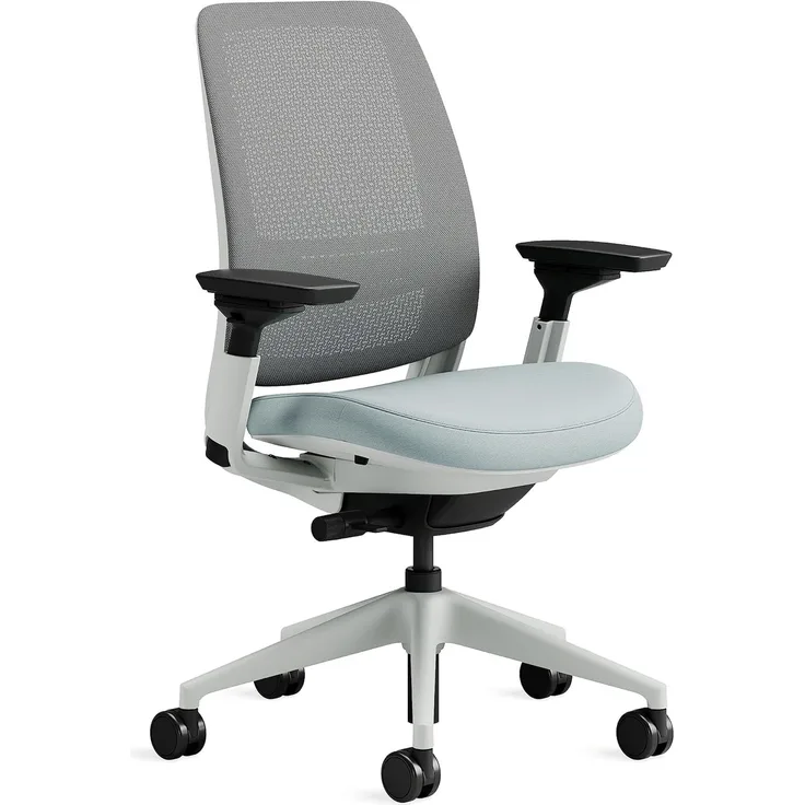Steelcase Series 2 Bürostuhl mit Netzrücken in Nickel und Sitzbezug in Sturmhorizont