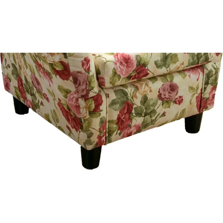luma-home Ohrensessel 18004-OTTO (mit Hocker und Zierkissen, Wellenunterfederung), Lesesessel mit Echtholzfüßen, Bezug Webstoff im Blumenmuster – Bild 3
