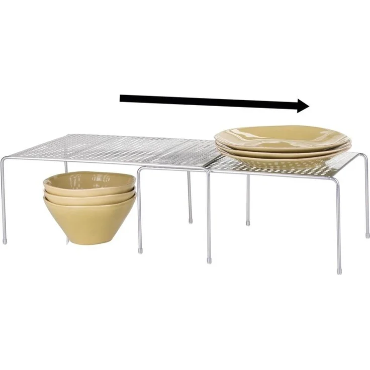 Küchenregal Teleskop silber ausziehbar Geschirrregal 2er Set Metall Rack mDesign – Bild 3