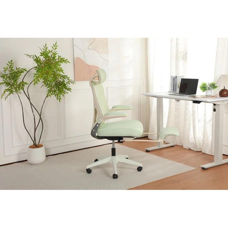 Faumrta Klappbarer ergonomischer Bürostuhl, kleiner Raumklappstuhl mit Taillenstütze, Schwammsitzkissen, klappbare Armlehnen, 3D-Kopfstützen und Bürostuhl mit Arbeitspedalen,greenFoam62cm*48.5cm*129cmGrün – Bild 10