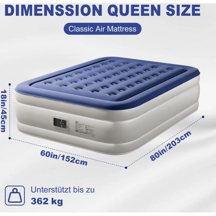 LEADZM Luftmatratze mit Integrierter elektrischer Pumpe,Doppelbett,Beflockte Oberfläche, 204kg Tragkraft, Luftbett,für Camping Zuhause 190 x 99 x 45 cm – Bild 3