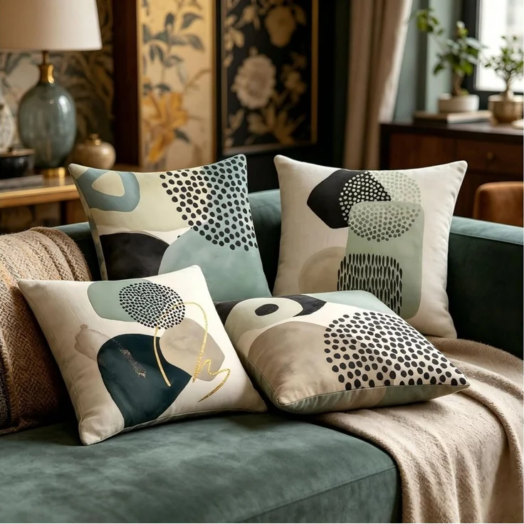 Diwzbyn Kissenbezüge 4er Set Kunst Outdoor Kissenbezug 45x45cm Dekokissen Gartenkissen, (4 Stück), ästhetische Deko für Couch und Wohnraum – Bild 4