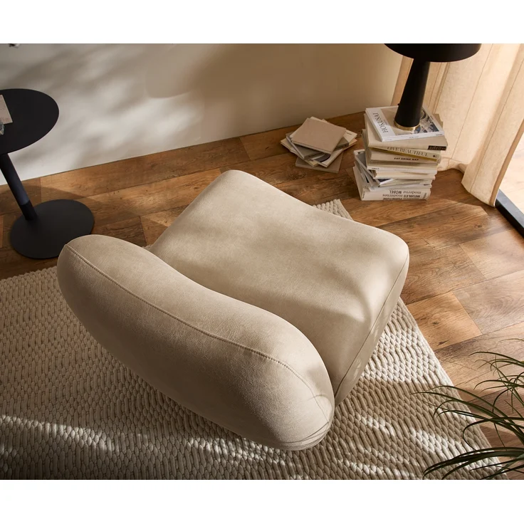Loungesessel Zena 75x85 cm Mikrofaser Beige Vintage – Bild 4