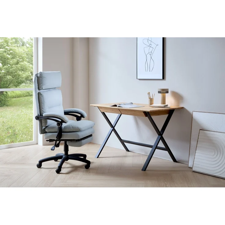 Linea Natura 'BERN' Schreibtisch, Massivholz Eiche, 120 x 76 x 65 cm, mit 2 Schubladen – Bild 2