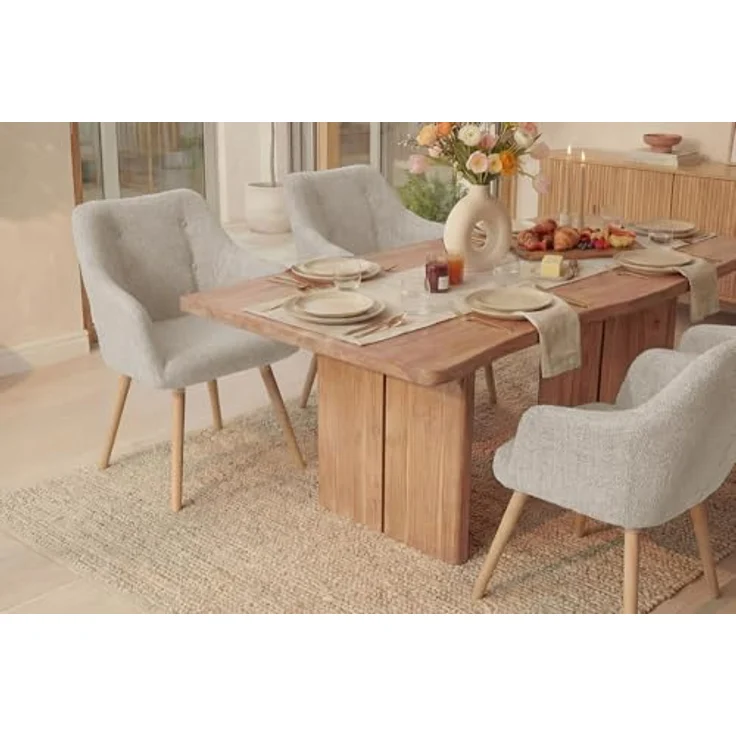 riess-ambiente Esszimmerstuhl SCANDINAVIA MEISTERSTÜCK beige/natur- Strukturstoff, Gummibaum, massiv (Einzelartikel, 1 St), Nordischer Stuhl - ideal für Esszimmer, Wohnbereich oder Homeoffice – Bild 9