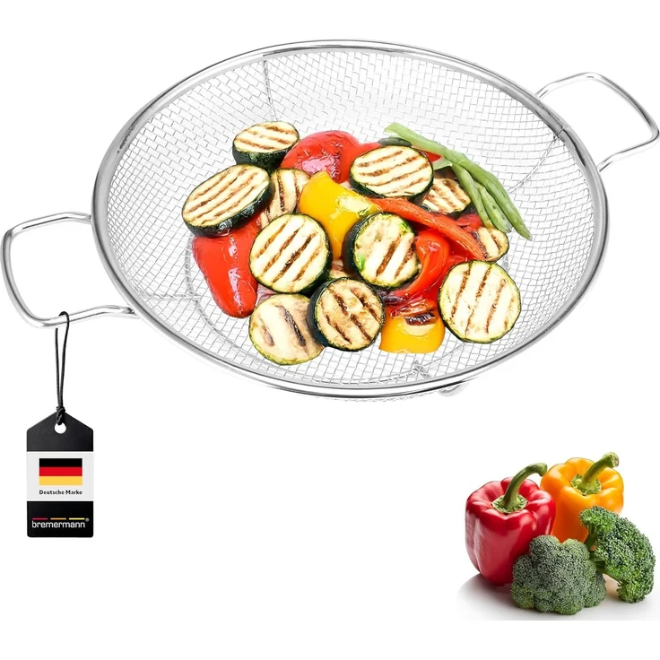 Grillkorb rund / Edelstahl Ø ca. 30 cm / 2 Griffe – Bild 1