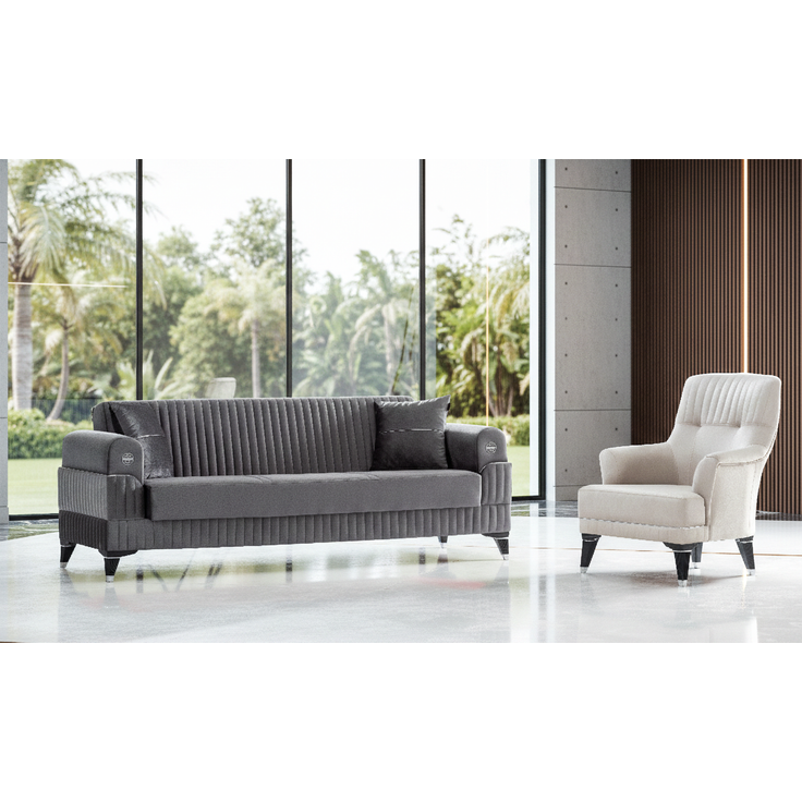 Sitzgruppe/Sofa Set - Wohnzimmergarnitur "Magnessia" 3+3+1-Beige – Bild 2