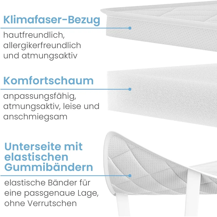 ELENEO Komfortschaum Topper Matratzenauflage, 8 cm dick, 80x200 cm – Bild 2