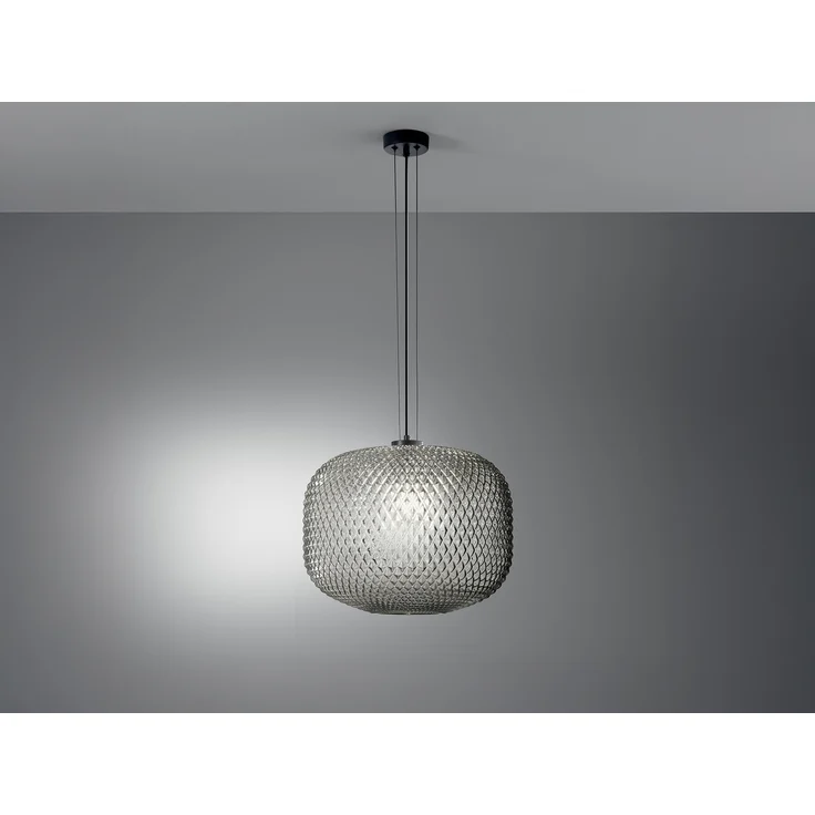 LED Pendelleuchte einflammig Kristall Glasschirm Rauchglas, Ø 40cm – Bild 3