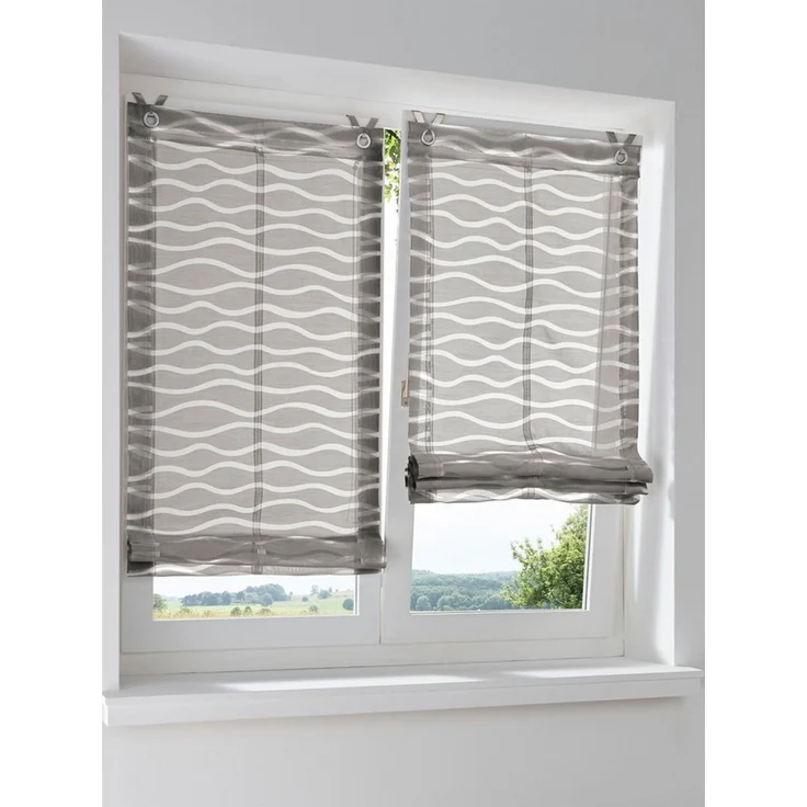 Rollo Raffrollo, heine, halbtransparent, Ösen mit Fensterhaken – Bild 2