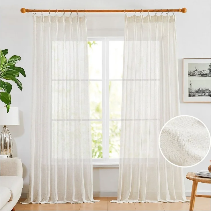 Deconovo Vorhang Halbtransparent Gardinen mit Kräuselband Voile Vorhänge für Wohnzimmer, Lichtfilterung – Bild 2