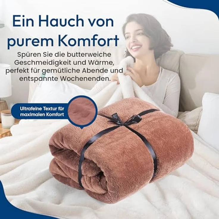 Wohndecke FELUNA Coral Fleece Kuscheldecke XXL – Superweicher Cashmere-Touch, Feluna, Tagesdecke Kaschmir-Touch 220 x 200 cm – Bild 6