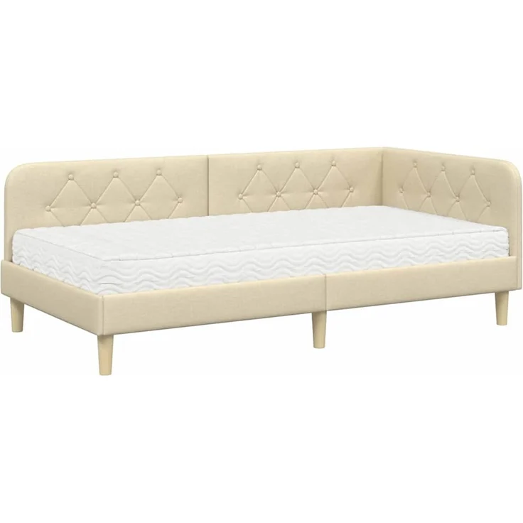 vidaXL Eckbettgestell Creme 90 x 190 cm Stoff 3394115 – Bild 1