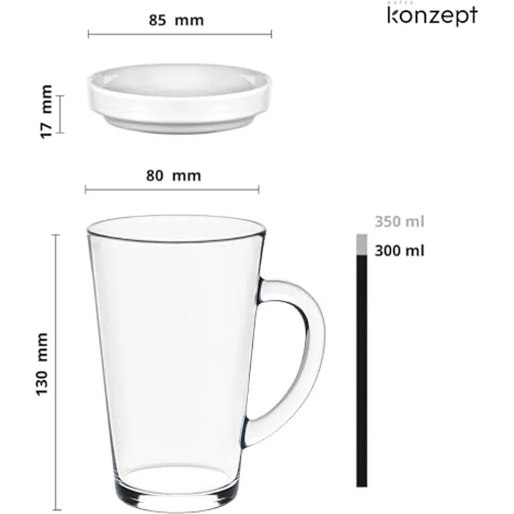 KONZEPT Teeglas Mit Deckel – 300 Ml Mit Henkel, 1-tlg, aus Glas Mit Deckel, hitzebeständig & spülmaschinengeeignet – Bild 3