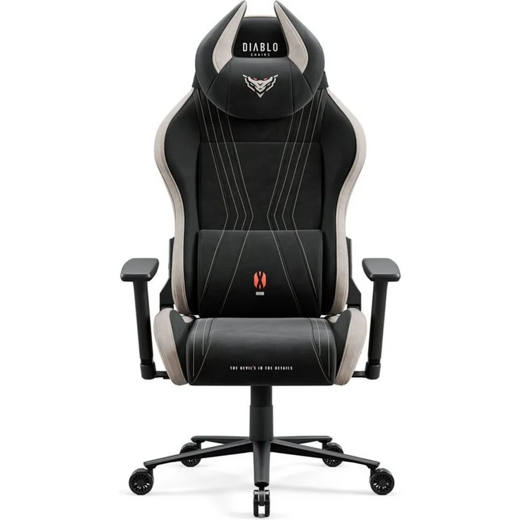 DIABLO CHAIRS Gaming-Stuhl X-Horn 2.0 HDS Kunstleder ergonomisch 3D-Armlehnen Kopfstütze (3D-Armlehnen, Memory-Schaum, HDS Kunstleder, Normal L King XL), Lendenkissen Wippfunktion 160° Metallbasis 2 Größen – Bild 2