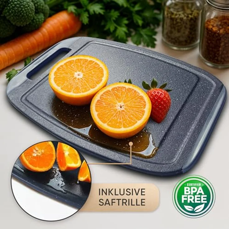 NEOFLAM® Schneidebrett BiJu Antibakterielles Schneidebrettset, 3tlg. - Granitschwarz/Grau, Kunststoff (PP), (3-St) – Bild 5