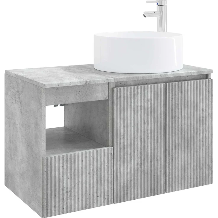 vidaXL Badezimmerschrank-Set 2 stk. Betongrau 79,5 x 44,5 x 80 cm 3404107 – Bild 2