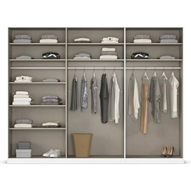 Rauch Möbel Alabama, Kleiderschrank für Schlafzimmer, Kinderzimmer, Wohnzimmer, Garderobe, Flur, 6-türig, mit Zubehör Classic, Farbe Weiß/Eiche Artisan, Holz, Breite 271 cm – Bild 6