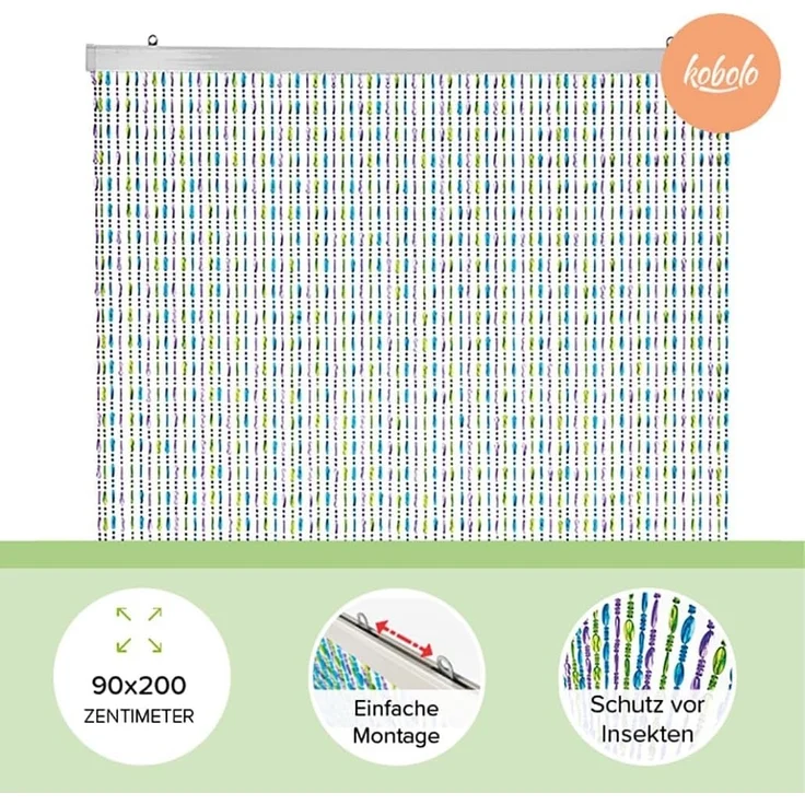 Kobolo Türvorhang Perlenvorhang RAINBOW 90x200 cm - Kunststoff bunt (1 St), Ösen – Bild 3