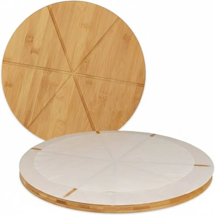 Relaxdays Pizzabrett Bambus 2er Set mit Backpapier – Bild 8