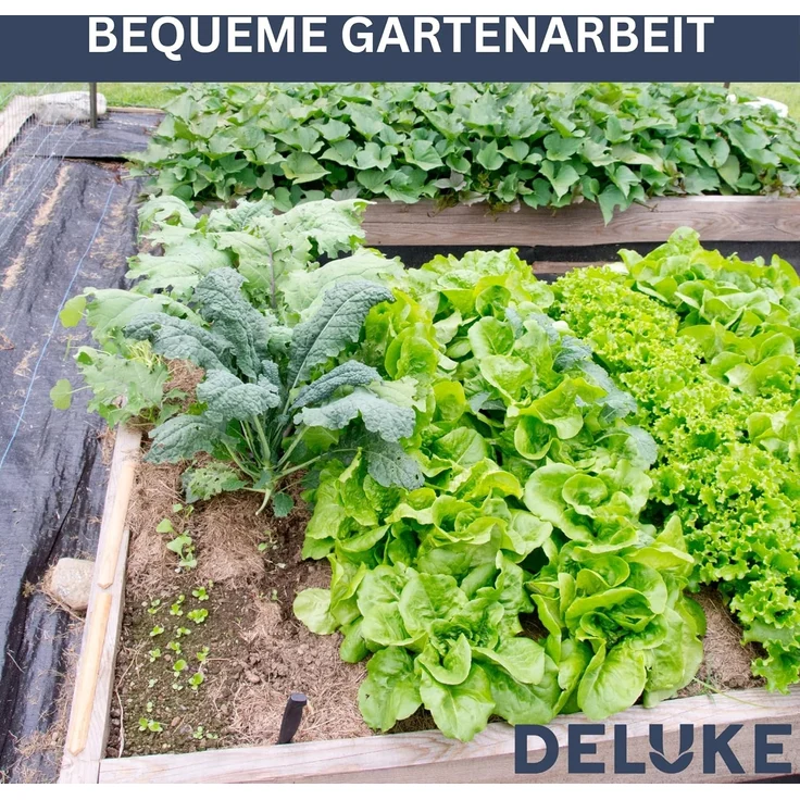 DELUKE® Hochbeet aus Kiefernholz FILIP Grün, imprägniert 120x120x40cm Wetterfest Gartenbeet Holz Kräuterbeet Blumenbeet Beet hoch Frühbeet für Garten Gemüsebeet – Bild 6
