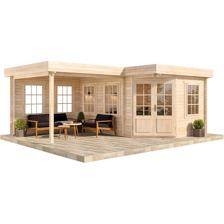 Alpholz Holz 5-Eck Gartenhaus Pepe | Natur | 462x618x236 cm – Bild 9