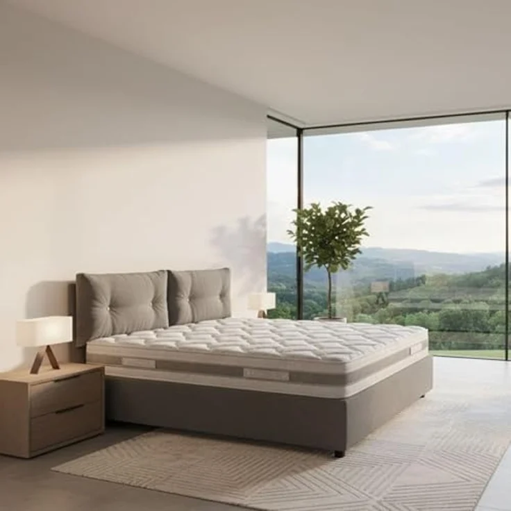 Talamo Italia - Doppelbett Petra, Bettkasten mit Stoffbezug, 100 % Made in Italy, Öffnung vorne, inklusive Matratze 160x200 cm, Grau – Bild 1